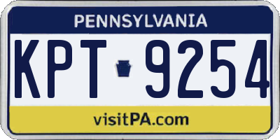PA license plate KPT9254