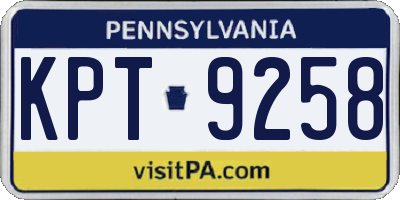 PA license plate KPT9258