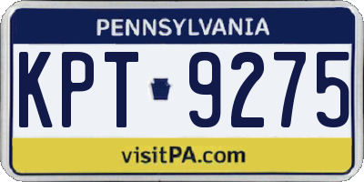 PA license plate KPT9275