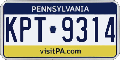 PA license plate KPT9314