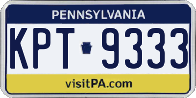 PA license plate KPT9333