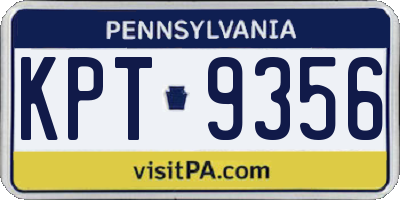 PA license plate KPT9356