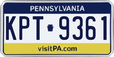 PA license plate KPT9361