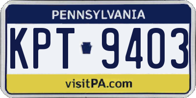 PA license plate KPT9403