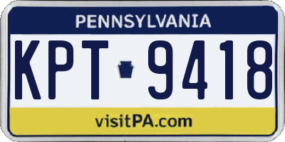 PA license plate KPT9418