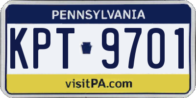 PA license plate KPT9701