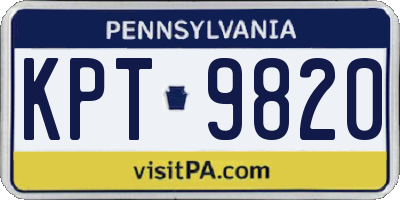 PA license plate KPT9820