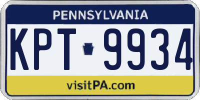 PA license plate KPT9934