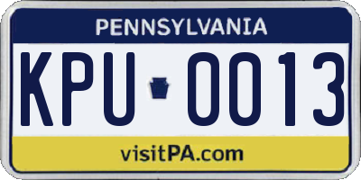 PA license plate KPU0013
