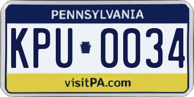 PA license plate KPU0034