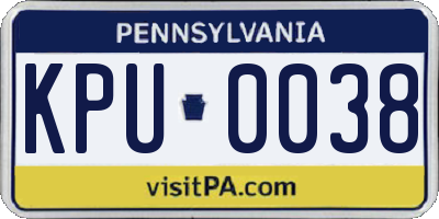 PA license plate KPU0038
