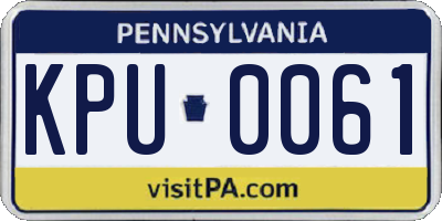PA license plate KPU0061