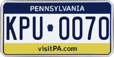 PA license plate KPU0070