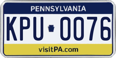 PA license plate KPU0076