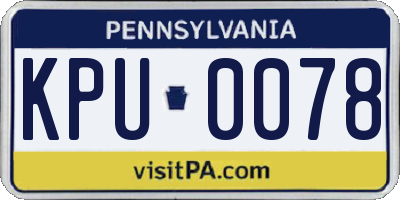 PA license plate KPU0078