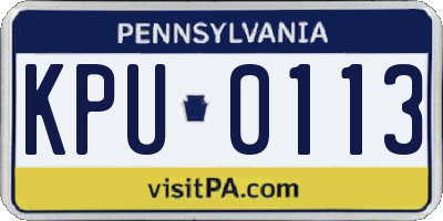 PA license plate KPU0113