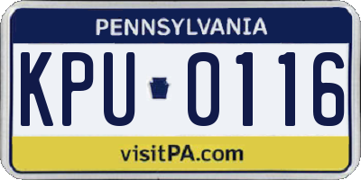 PA license plate KPU0116