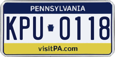 PA license plate KPU0118