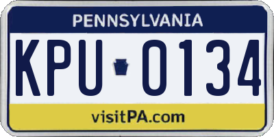 PA license plate KPU0134