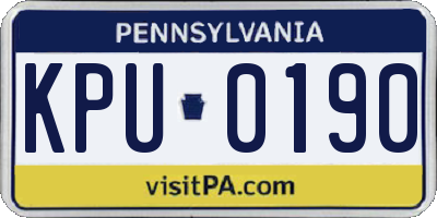 PA license plate KPU0190