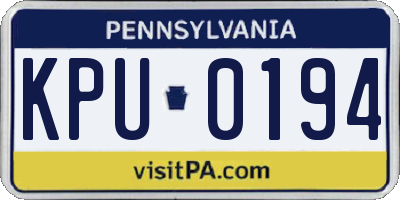 PA license plate KPU0194