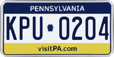 PA license plate KPU0204