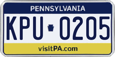 PA license plate KPU0205