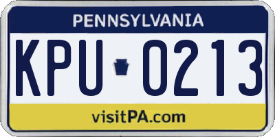 PA license plate KPU0213
