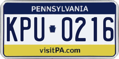 PA license plate KPU0216