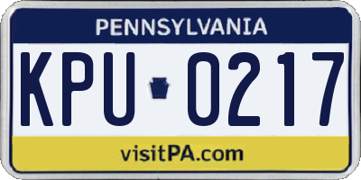PA license plate KPU0217