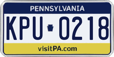 PA license plate KPU0218