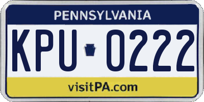 PA license plate KPU0222