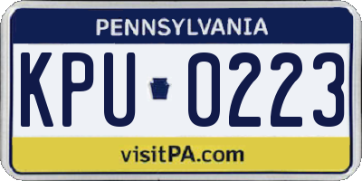 PA license plate KPU0223