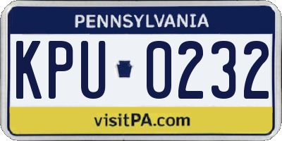 PA license plate KPU0232