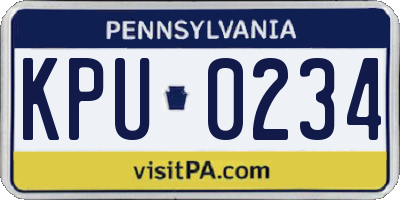 PA license plate KPU0234