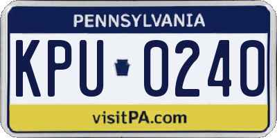 PA license plate KPU0240