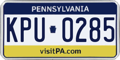 PA license plate KPU0285