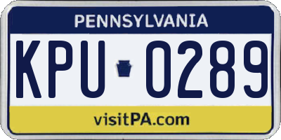 PA license plate KPU0289