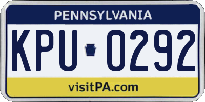 PA license plate KPU0292