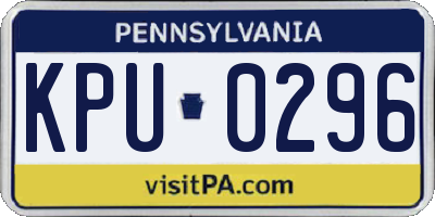 PA license plate KPU0296