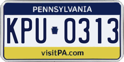 PA license plate KPU0313