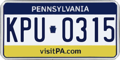 PA license plate KPU0315