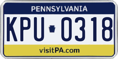 PA license plate KPU0318