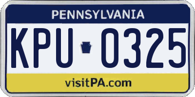 PA license plate KPU0325