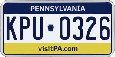 PA license plate KPU0326