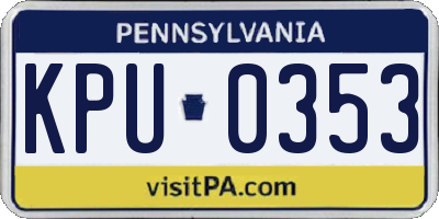 PA license plate KPU0353