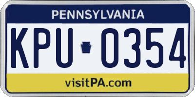 PA license plate KPU0354
