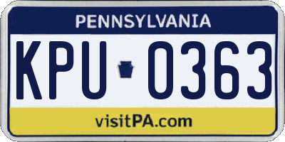 PA license plate KPU0363