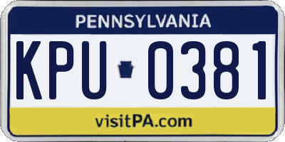PA license plate KPU0381