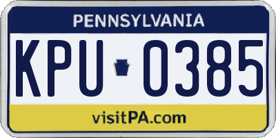 PA license plate KPU0385
